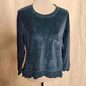 Turquoise Tie Side Velvet Sweate